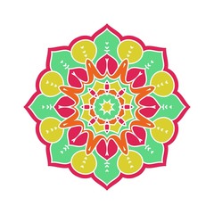 Kaleidoscope big bud. Oriental pattern illustration. Flower background