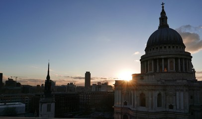 Sunset behind St. Paul's cathedral 