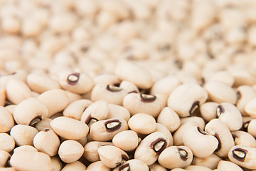 White kidney beans black eye macro background. Healthy protein food.