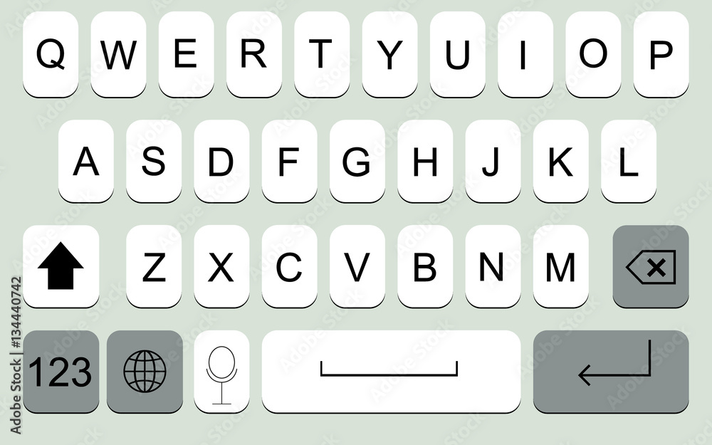 Sticker smartphone keyboard. keyboard for mobile device illustration. vector eps 10
