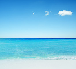 Fototapeta na wymiar White sand beach and turquoise sea