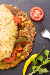 Potato pancake with stew