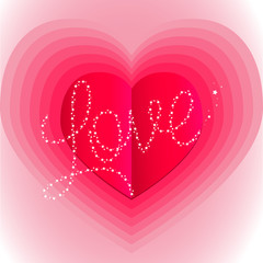 pink surround the heart with the word love