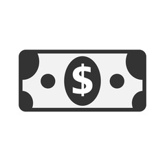 paper dollar symbol icon on white background