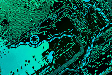 Circuit board. Electronic computer hardware technology. Motherboard digital chip. Tech science background. Integrated communication processor. Information engineering component.