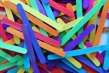 Multicolored ice cresm sticks.