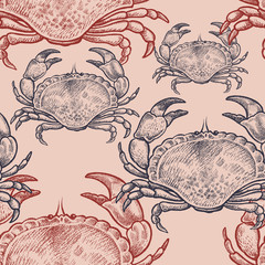 Seamless vector pattern with crabs..