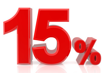 fifteen percent red 3d rendering