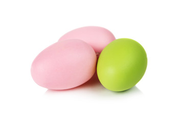 Easter eggs on white background