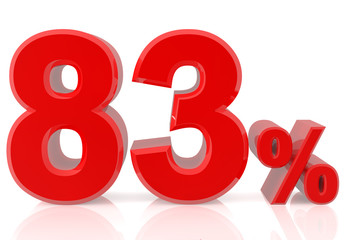 eighty three percent red 3d rendering