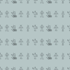 Robot doodles pattern.