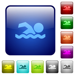 Swimming man color square buttons