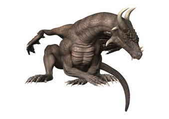 3D Rendering Fantasy Dragon on White