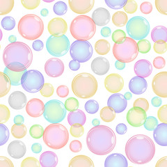 Seamless Colorful Bubbles Pattern on White Background