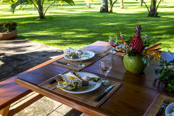 Tropical decoration for dinner in Brazil