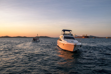 Luxury yacht in Todos los Santos Bay in Salvador de Bahia