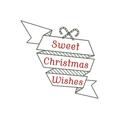Sweet Christmas wishes typography sign. Vector illustration of  calligraphy label. Use for holiday photo overlays, tee designs, new year card and so on.
