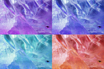 Set of different colorful quartz textures.