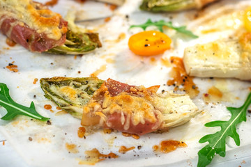 Roasted witlof with prosciutto and  mozzarella