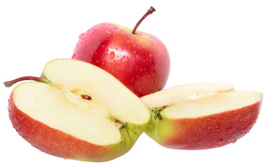 Cut red apple isolated