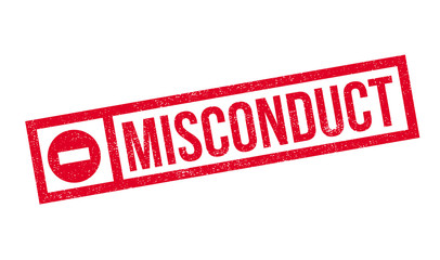 Misconduct rubber stamp. Grunge design with dust scratches. Effects can be easily removed for a clean, crisp look. Color is easily changed.