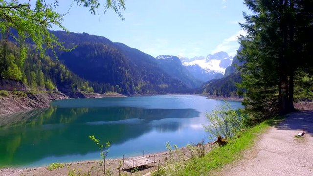Mountain Lake in Gosau at sunrise in Autria, Alps