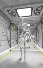 robot and spaceship interior