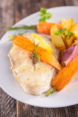 grilled fish and roasted vegetable