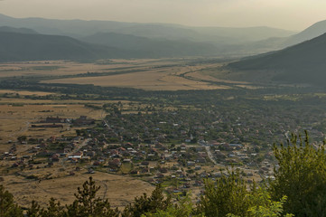 Residential district of bulgarian houses in Karlovo valley between  Central Balkan mountain, Beklemeto or Trojan pass and Sredna gora mountain, Bulgaria