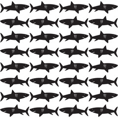 Sharks background seamless texture black