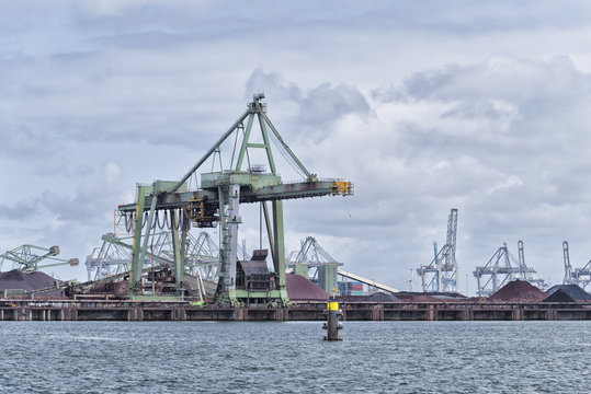 harbor cranes in rotterdam