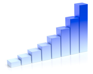 Blue growing bar chart business success concept