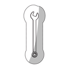 contour middle shadow sticker grayscale with wrench vector illustration