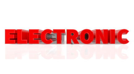 3D ELECTRONIC word on white background 3d rendering