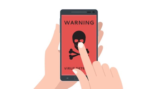 Swiping finger to open email message on mobile smartphone device.  Phone security detected mail virus.