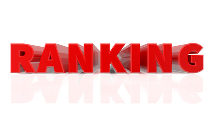 3D RANKING word on white background 3d rendering