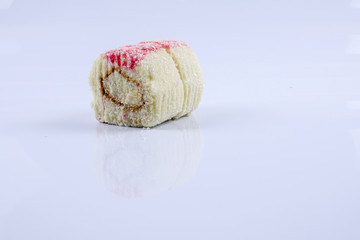 Cake roll. isolated on white.
