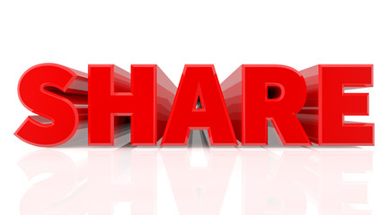 3D SHARE word on white background 3d rendering