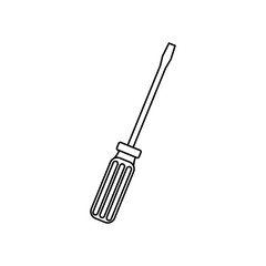 contour line monochrome with screwdriver vector illustration