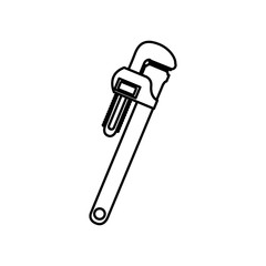 contour line monochrome with pipe wrench vector illustration