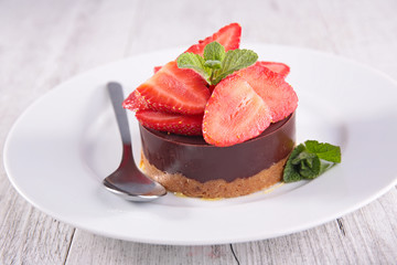 chocolate cake with strawberry for valentine