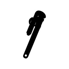black image silhouette with pipe wrench vector illustration