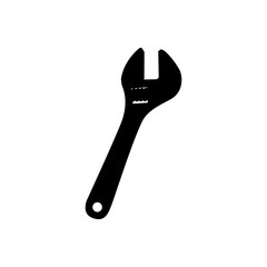black image silhouette with wrench vector illustration