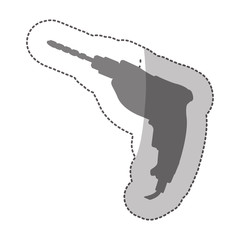 middle shadow sticker grayscale with drill vector illustration