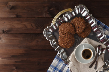 Breakfast with ciikies and coffee