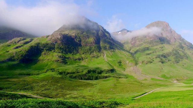 Sunrise over the mountains of Glencoe in spring, Scotland