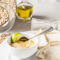 Hummus, delicious vegan cream of chickpeas