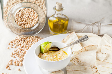 Hummus, delicious vegan cream of chickpeas
