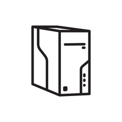 Computer case chassis minimalistic vector icon for web design an