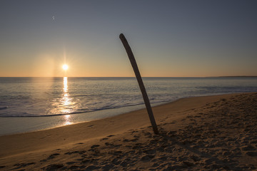 Magical and romantic sunset over the sea in winter